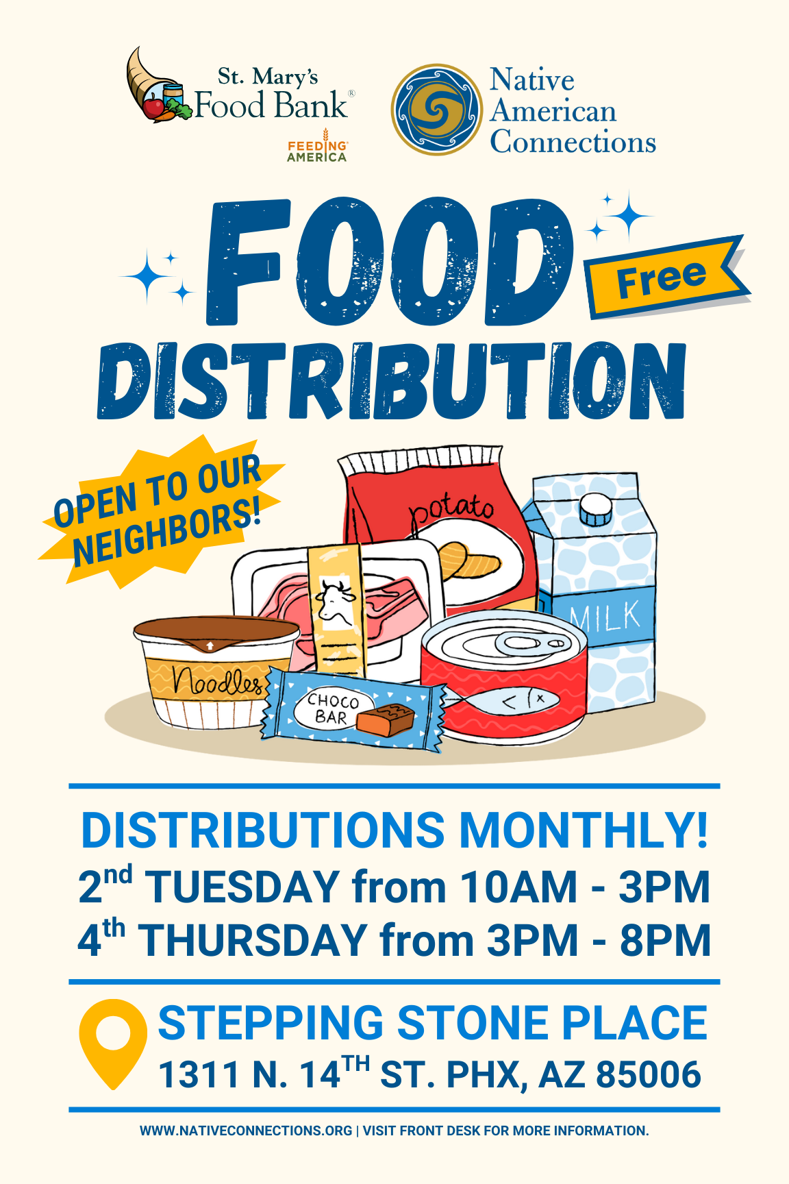 FREE Food Distribution Available at Stepping Stone Place – Open to the Public!